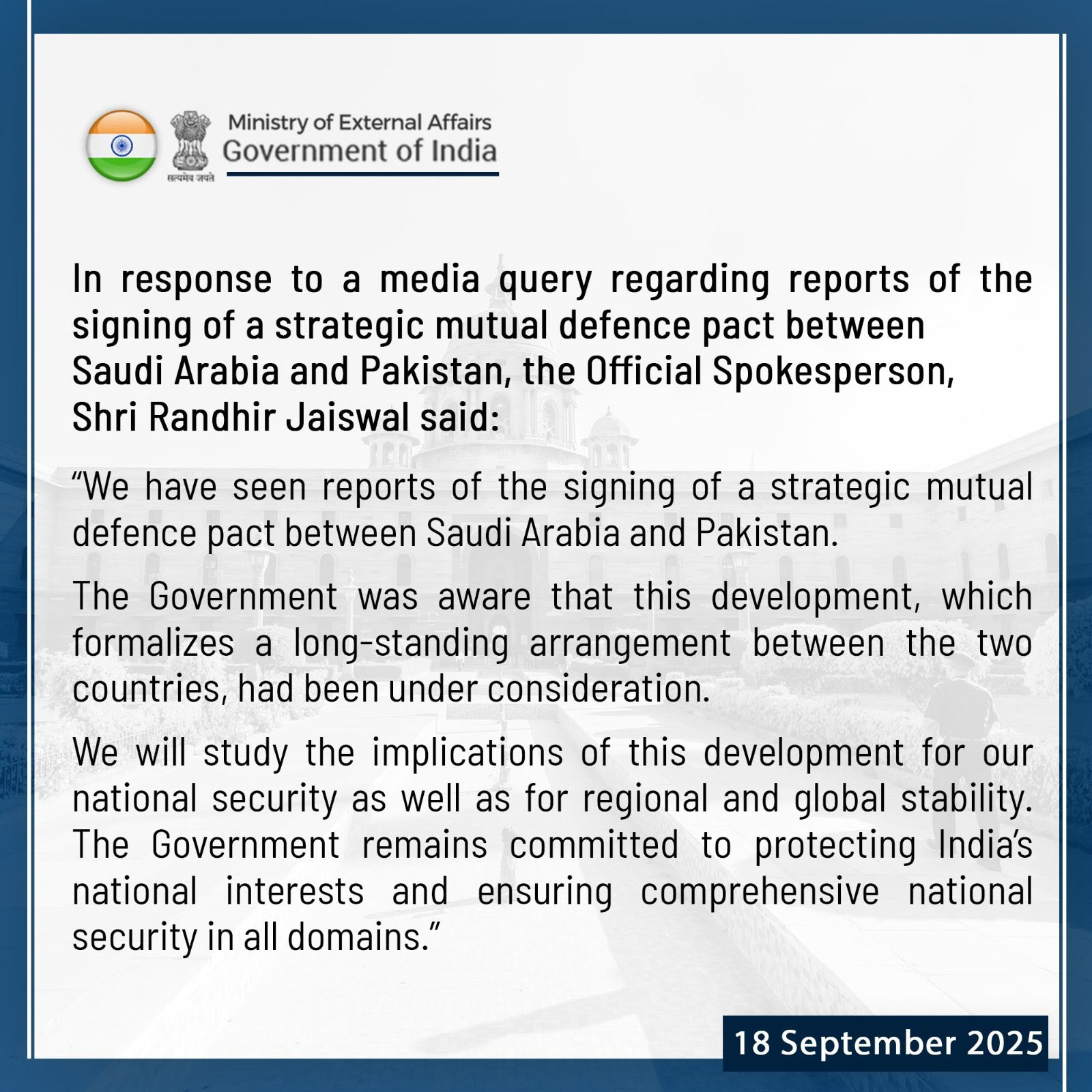 ‘The Indian government was aware of this development’, India’s reaction to the Pak-Saudi defense agreement has come to light