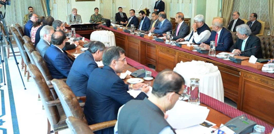 Prime Minister Shehbaz Sharif chairs a meeting on FBR reforms in Islamabad.